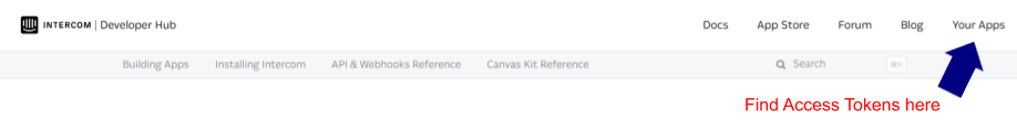 Find Access Tokens for Intercom